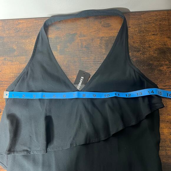 Asymmetrical Black Midi Dress Halter Sz 0 Whimsigoth Dark Fairy Grunge Y2K Witch - Picture 11 of 12